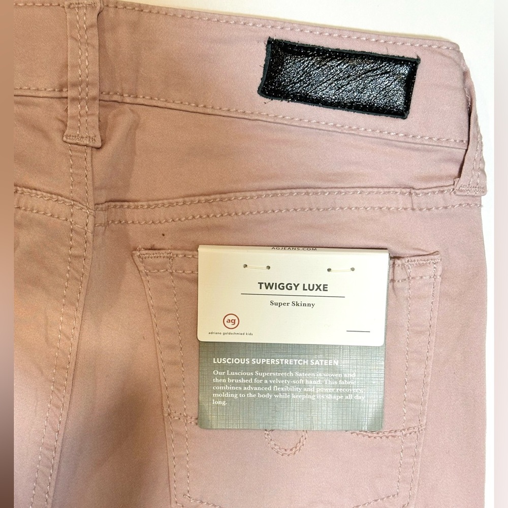 AG Adriano Goldschmied Twiggy Luxe Girls Jeans Size 16 Pink Super Skinny - Picture 7 of 8